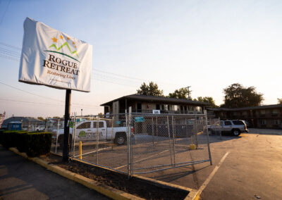 The Redwood Inn was purchased through the Project Turnkey grant by the City of Medford and Rogue Retreat. It is currently being renovated and will serve as transitional housing for people who lost their homes in the Almeda Fire.